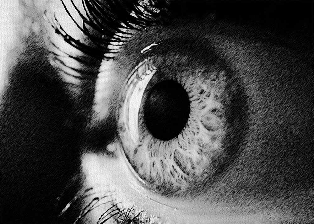 Beaty woman clor eye closeup supermacro background Ocular Migraine